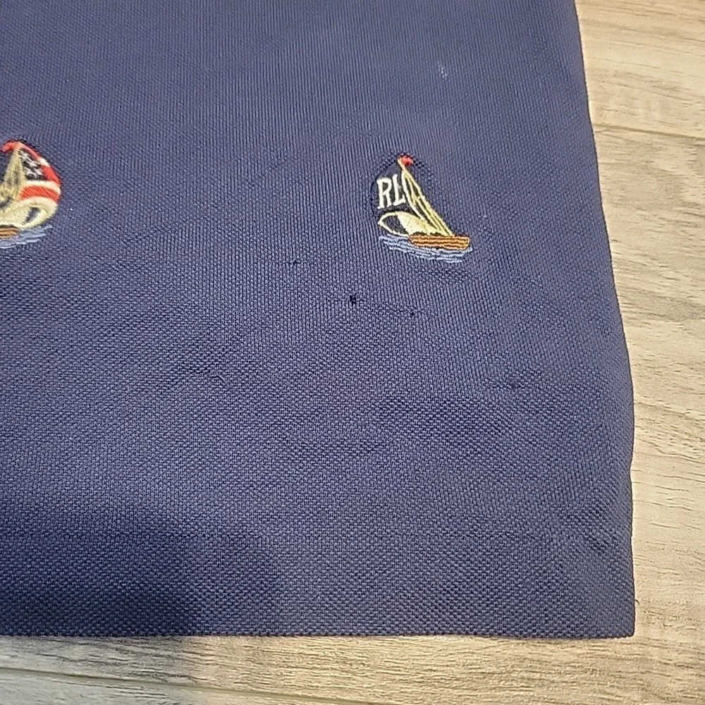 Polo Ralph Lauren Shirt Mens‎ Large Blue AOP Sailboat Lobster Embroidered